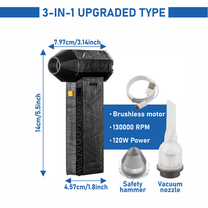 Bogbemo™ 2-TurboJet 3-in-1 Mini Blower & Vacuum - 130,000 RPM, USB-C Rechargeable